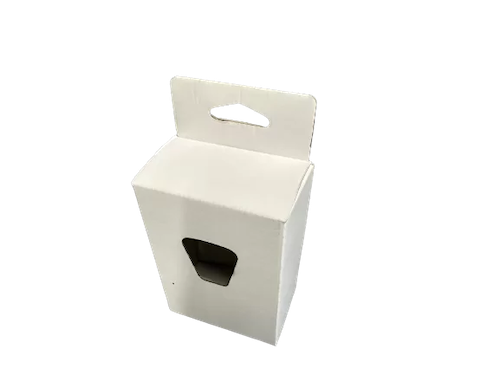 Bauernfeind hanger box produced on the Highcon Euclid 5C Digital Finishing system Highcon Corrugated Packaging Technology Expands Business's Service Offering